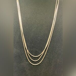 Sterling Silver .925 Triple Strand Necklace Vintage 16”